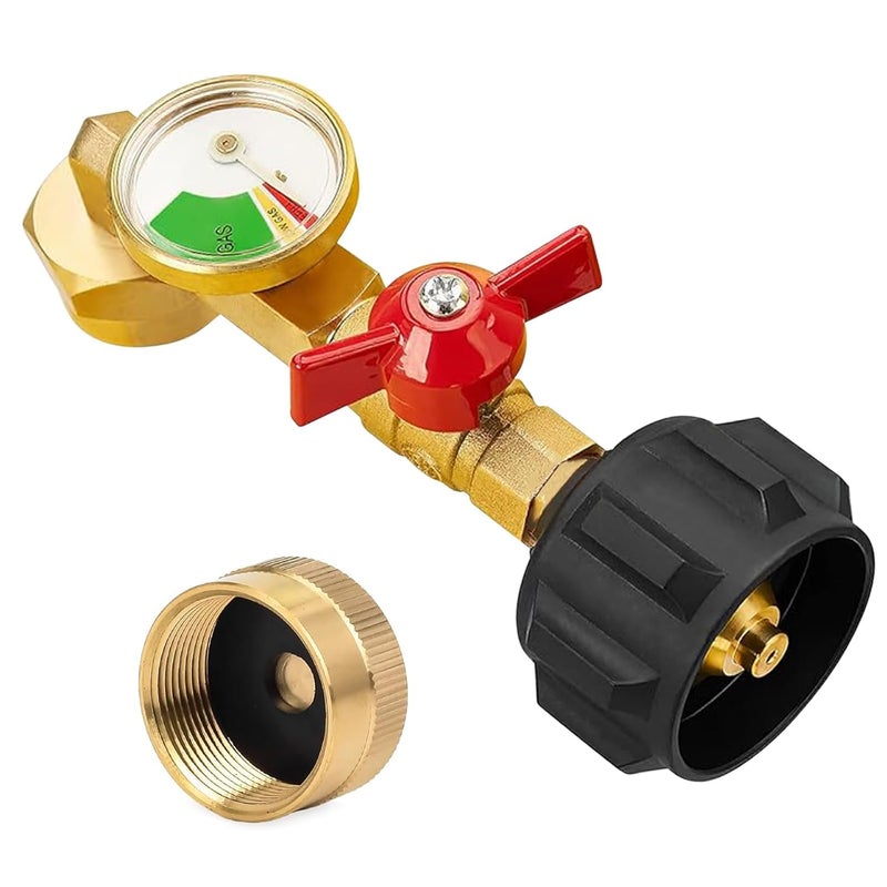 BestFire Propane Refill Adapter with Valve and Gauge, Fill 1lb Bottles from 20lb Propane Tank and 1 lb Throwaway Disposable Cylinder Propane Bottle Connector Fits QCC1/Type 1 Propane Tank - Image 1